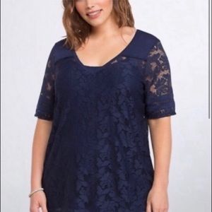 TORRID - Navy Blue Lace Jersey T-Shirt - PLUS SIZE